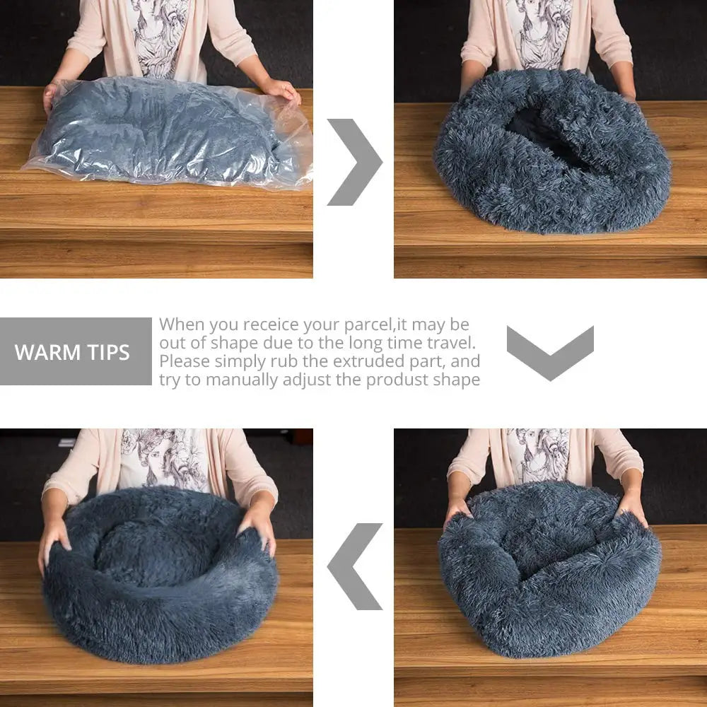 Round pet donut bed