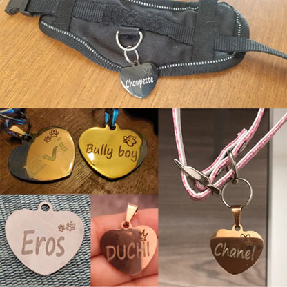 Heart pendant with identification for pets