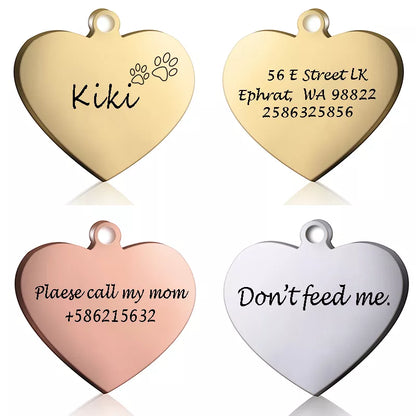 Heart pendant with identification for pets