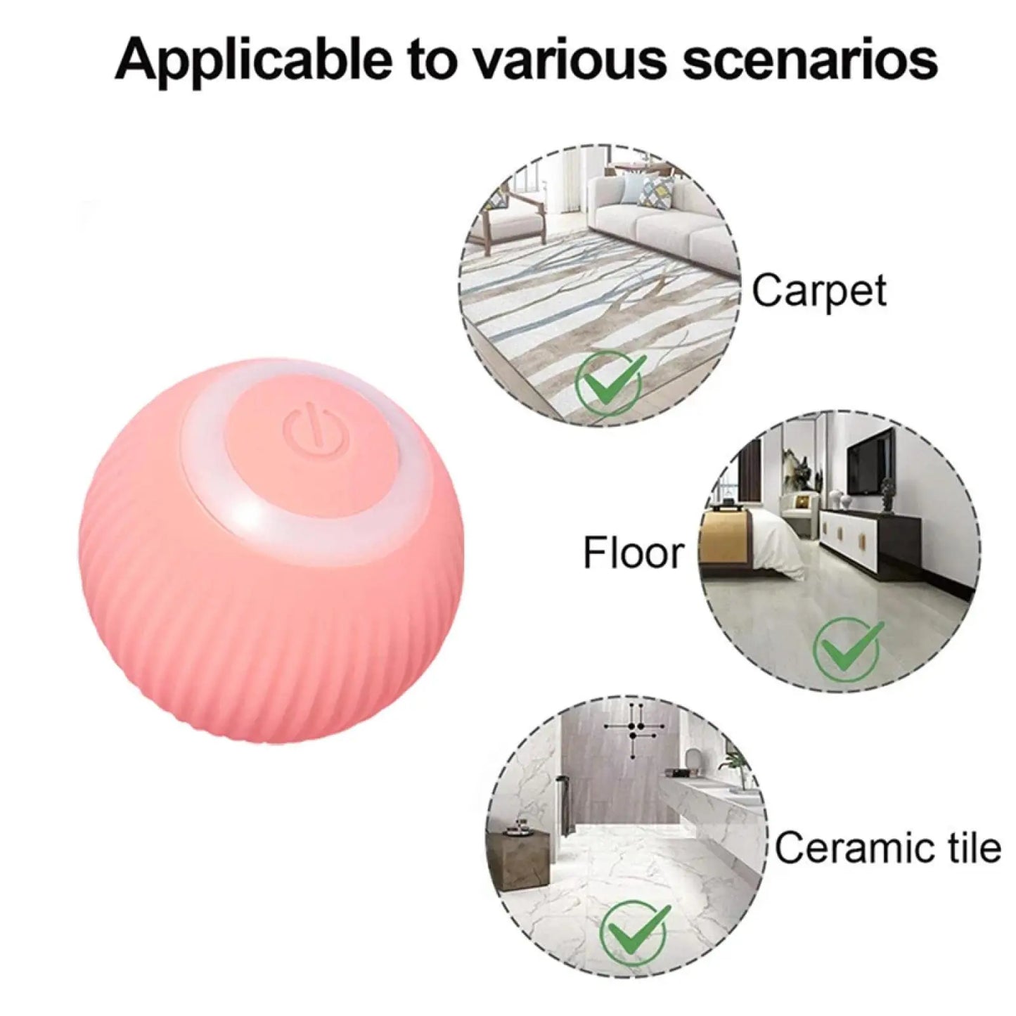 Smart toy for kittens, automatic rolling ball with movement for indoor play