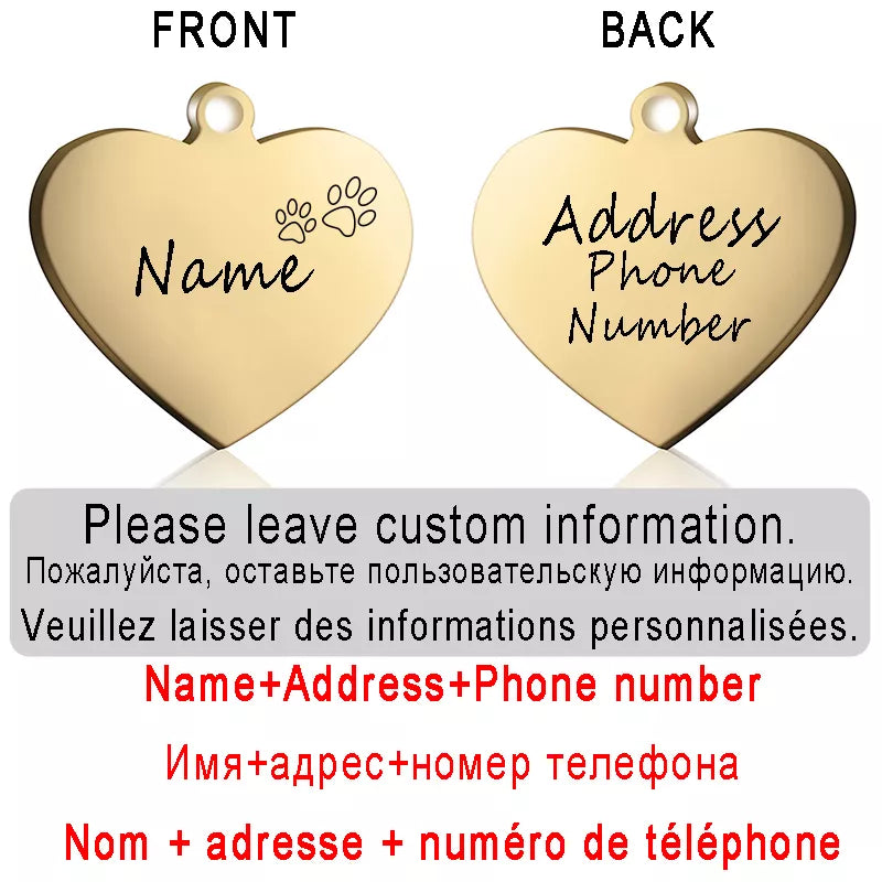 Heart pendant with identification for pets