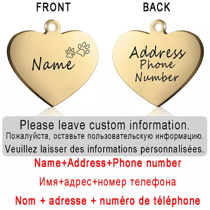 Heart pendant with identification for pets