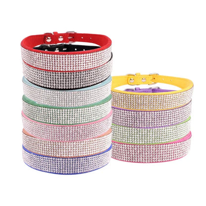 Suede fiber collar with crystals Comfortable, zinc alloy collar with buckle!